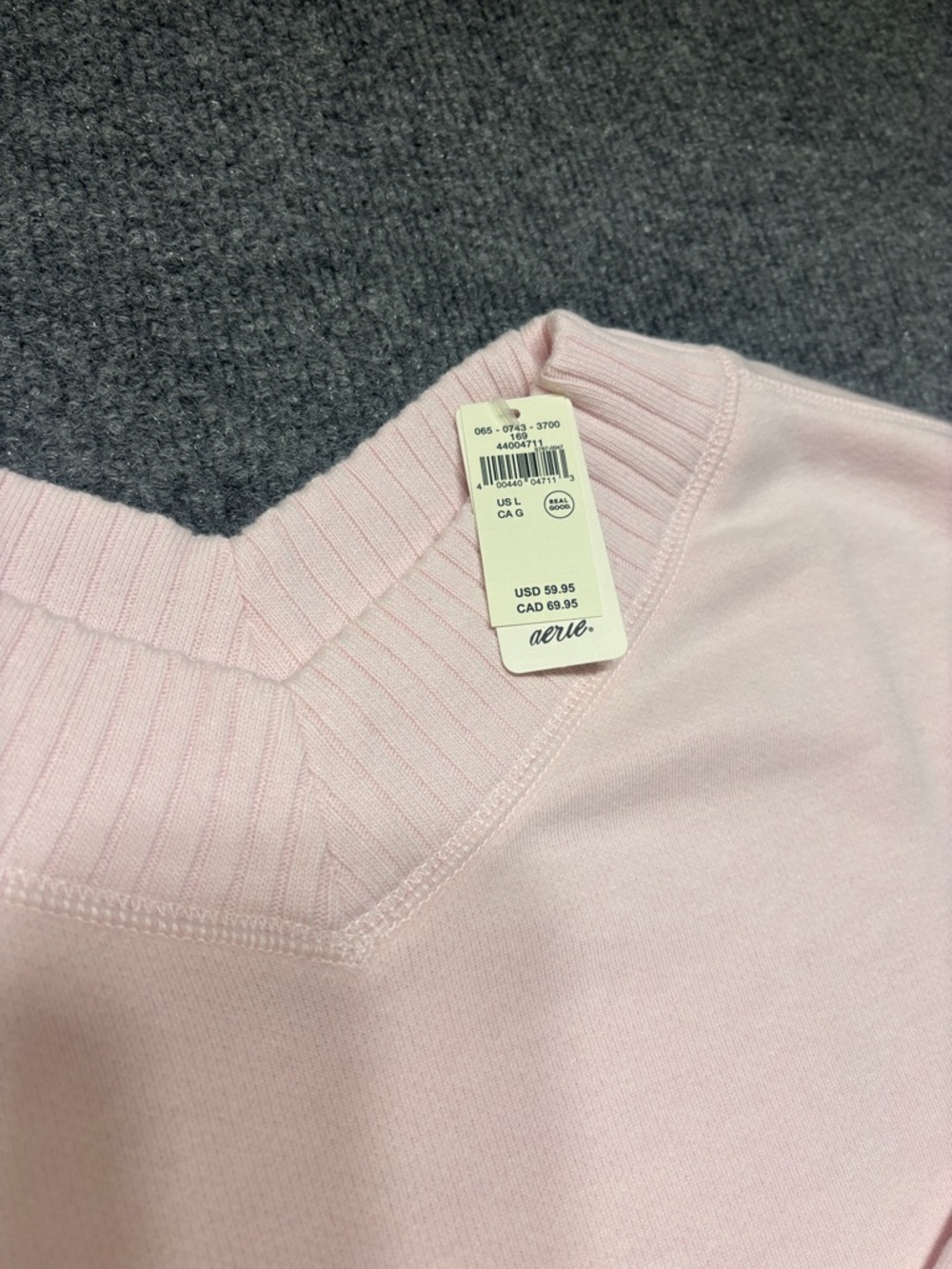 Aerie Apres-Chill Sweatshirt Large NWT Pink Petal Cozy Textured Pullover - Picture 12 of 12